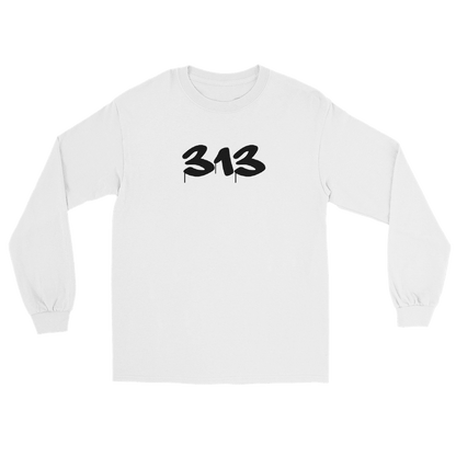 Detroit '313' T-Shirt (Tag Font) | Unisex Long Sleeve - Circumspice Michigan