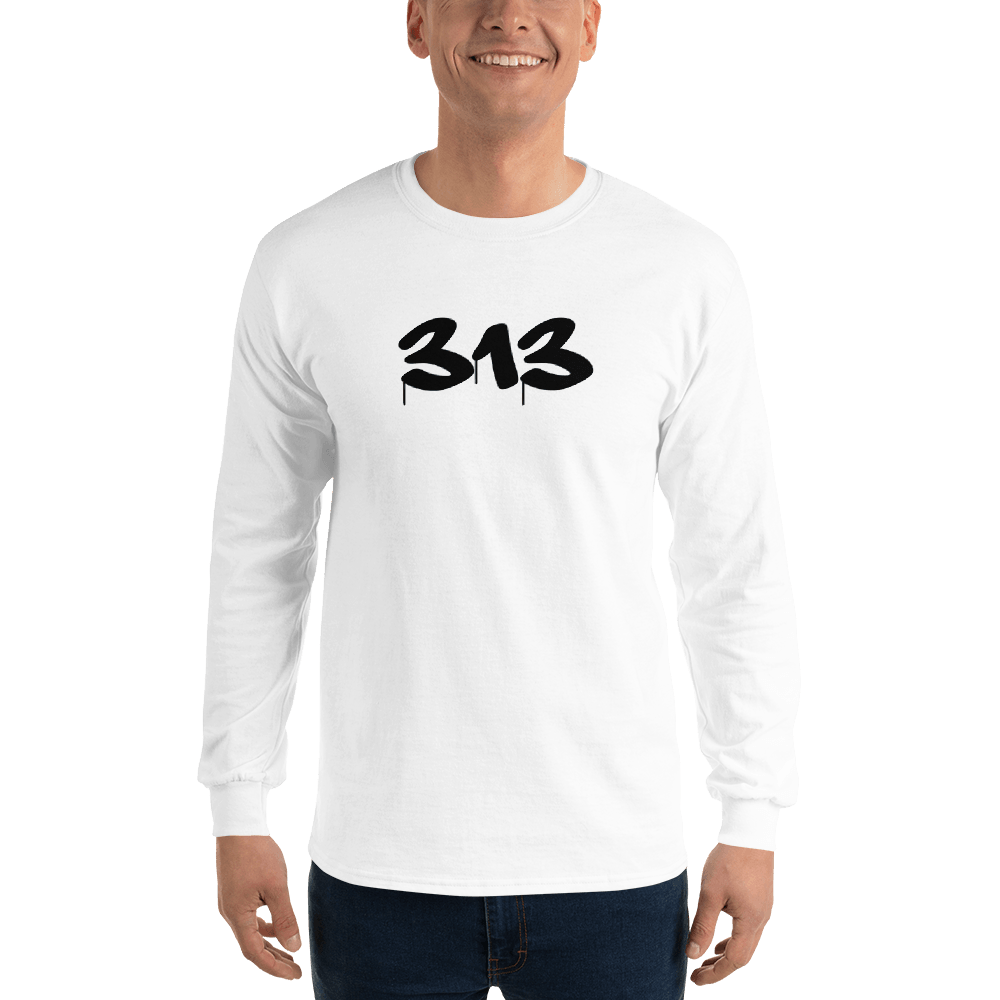 Detroit '313' T-Shirt (Tag Font) | Unisex Long Sleeve - Circumspice Michigan