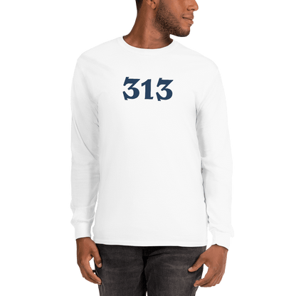 Detroit '313' T-Shirt (Angry Serif Font) | Unisex Long Sleeve - Circumspice Michigan