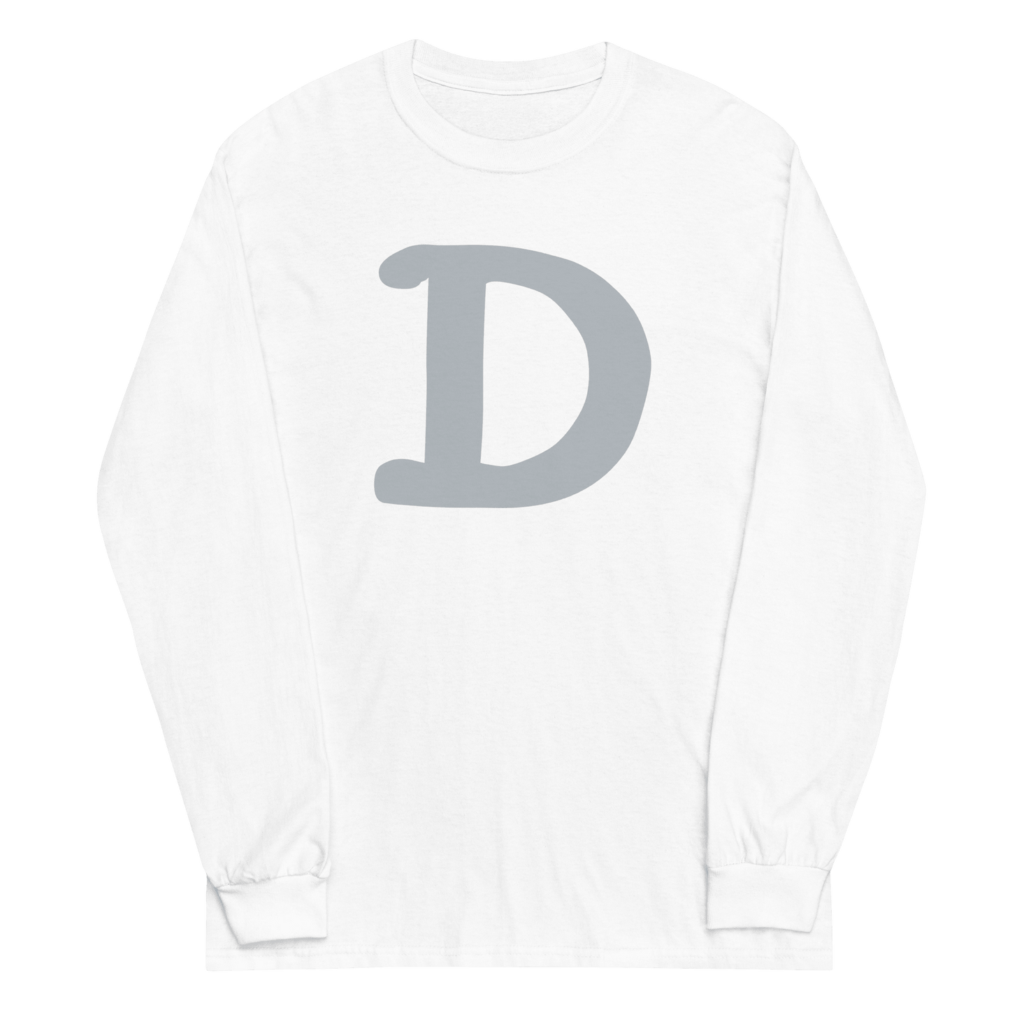 Detroit 'Old French D' T-Shirt (Silver Full Body Outline) | Unisex Long Sleeve - Circumspice Michigan