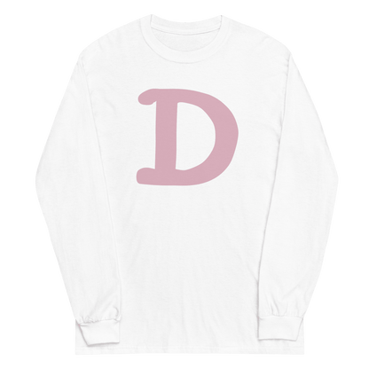 Detroit 'Old French D' T-Shirt (Pink Full Body Outline) | Unisex Long Sleeve - Circumspice Michigan