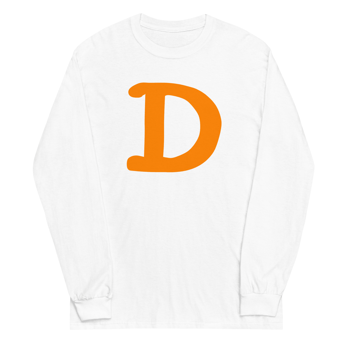 Detroit 'Old French D' T-Shirt (Orange Full Body Outline) | Unisex Long Sleeve - Circumspice Michigan