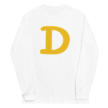 Detroit 'Old French D' T-Shirt (Gold Full Body Outline) | Unisex Long Sleeve - Circumspice Michigan