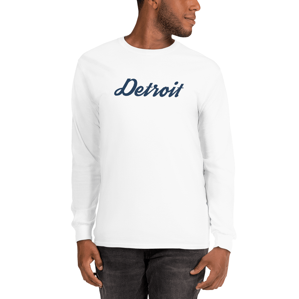 'Detroit' T-Shirt (Retro Script Font) | Unisex Long Sleeve - Circumspice Michigan