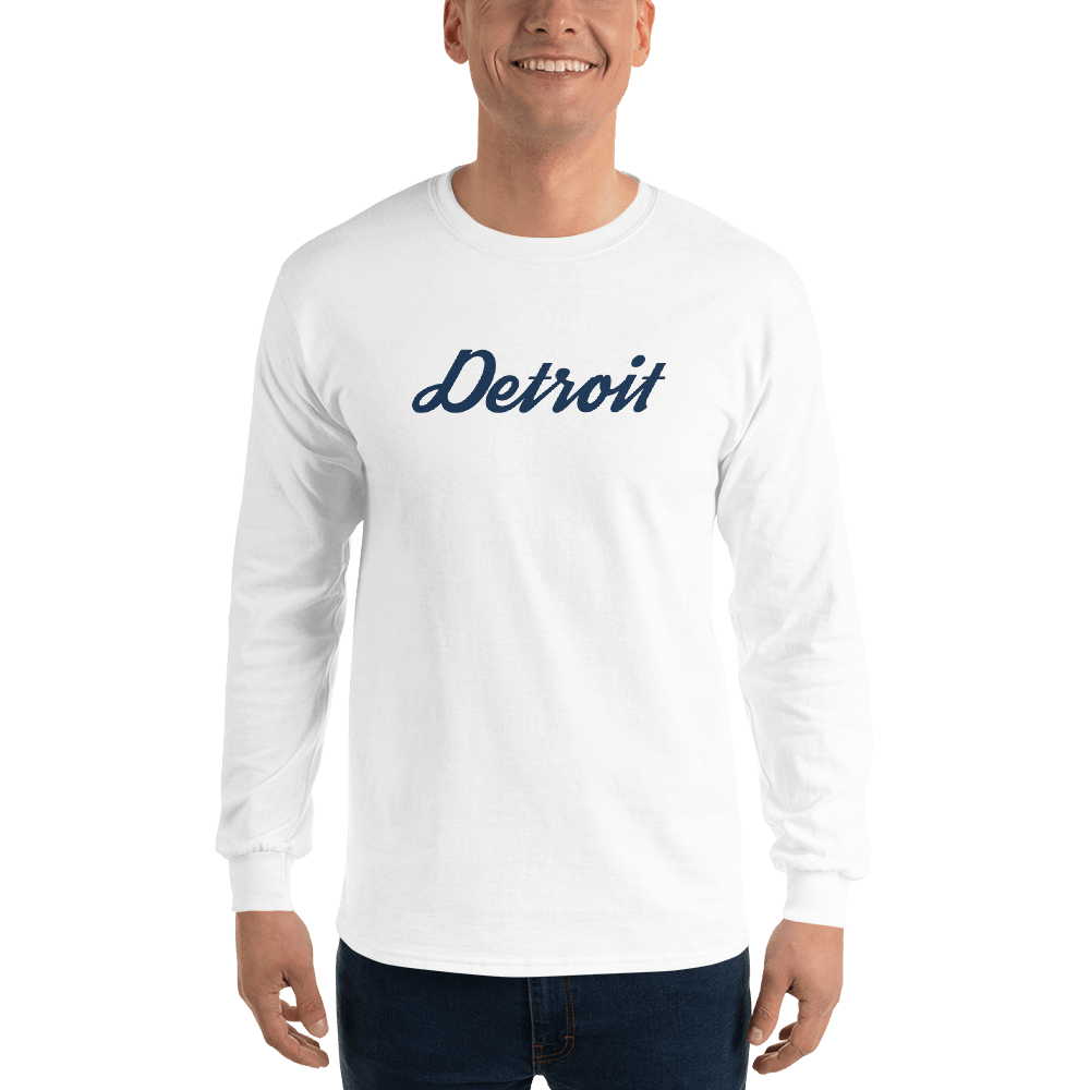 'Detroit' T-Shirt (Retro Script Font) | Unisex Long Sleeve - Circumspice Michigan