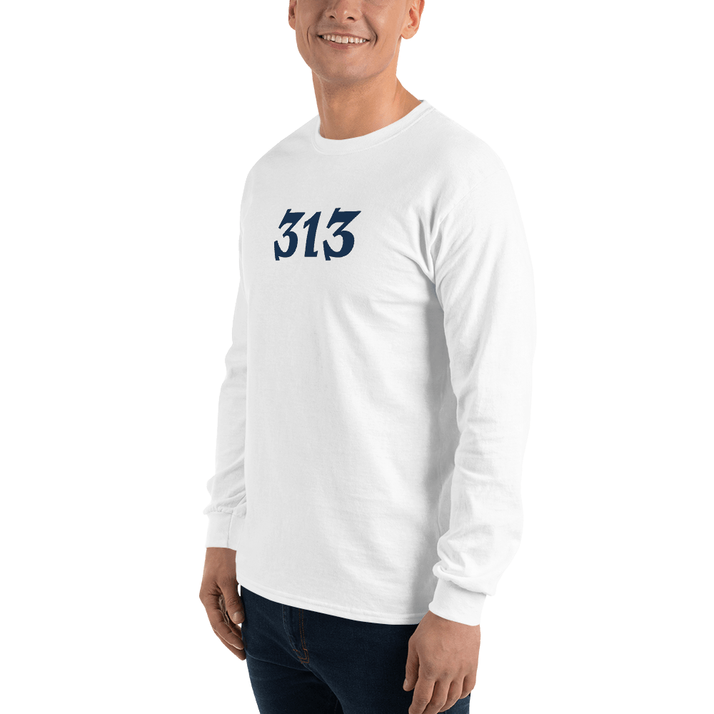 Detroit '313' T-Shirt (Angry Serif Font) | Unisex Long Sleeve - Circumspice Michigan