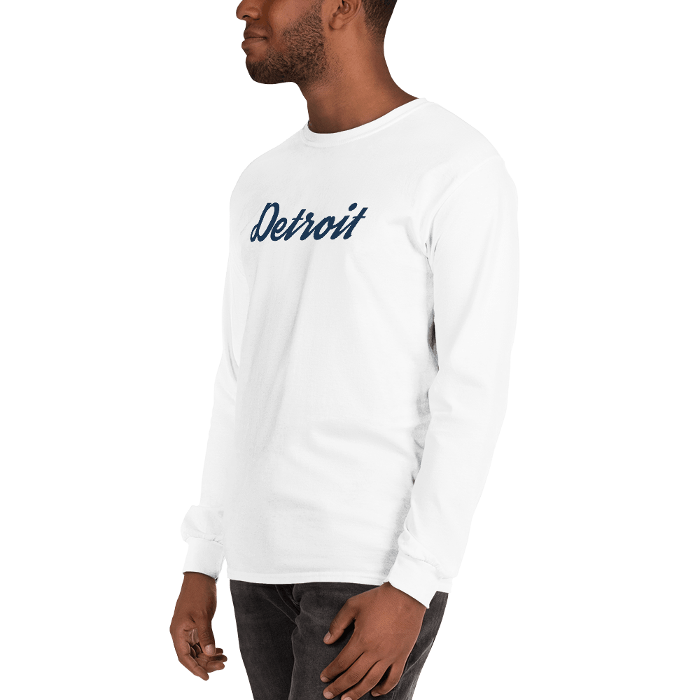 'Detroit' T-Shirt (Retro Script Font) | Unisex Long Sleeve - Circumspice Michigan