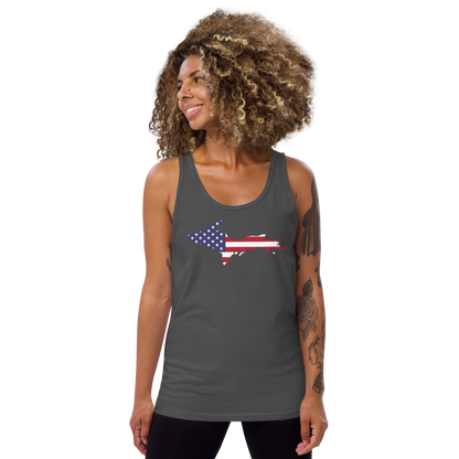 Michigan Upper Peninsula Tank Top (w/ UP USA Flag Outline) | Unisex Jersey