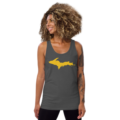 Michigan Upper Peninsula Tank Top (w/ Gold UP Outline) | Unisex Jersey