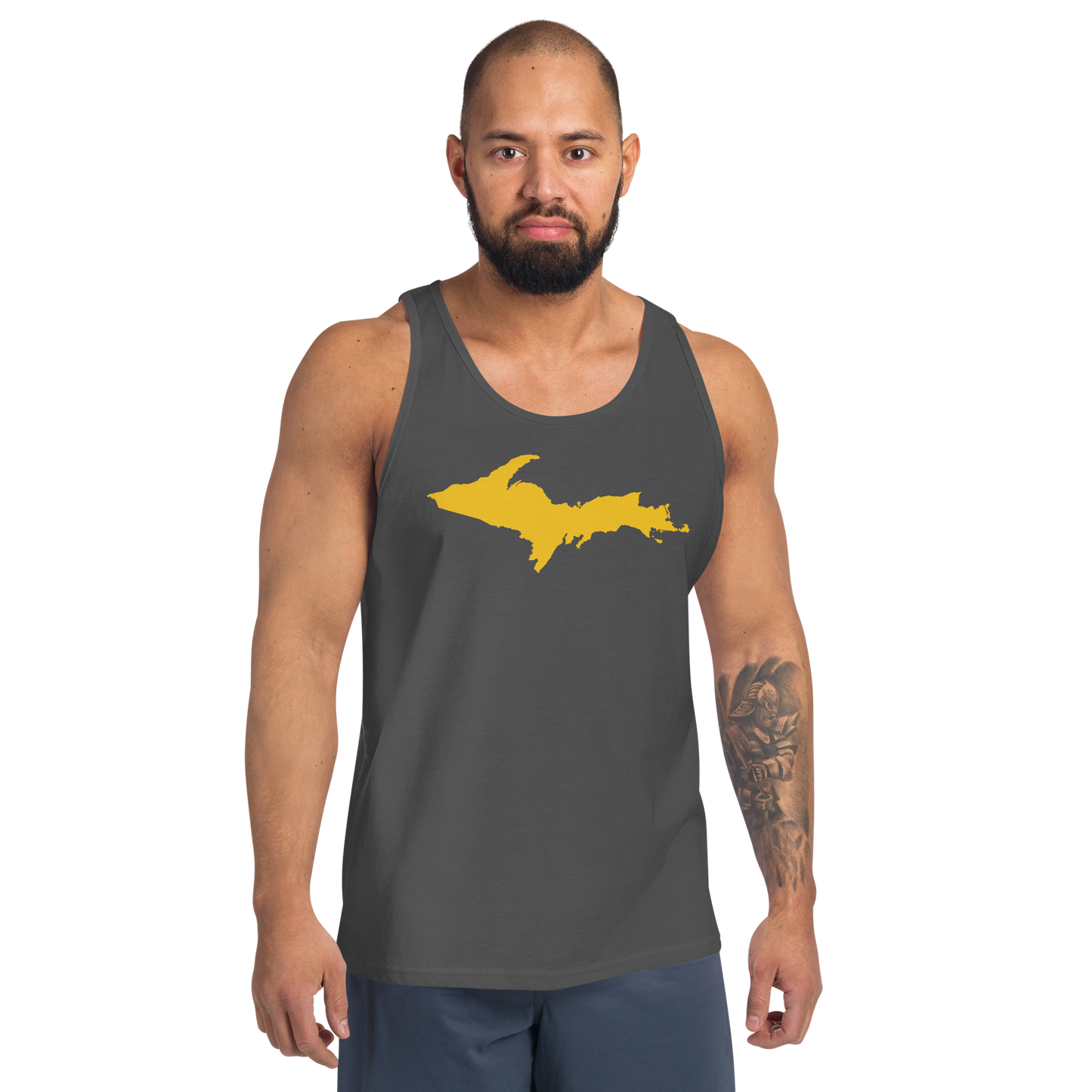 Michigan Upper Peninsula Tank Top (w/ Gold UP Outline) | Unisex Jersey