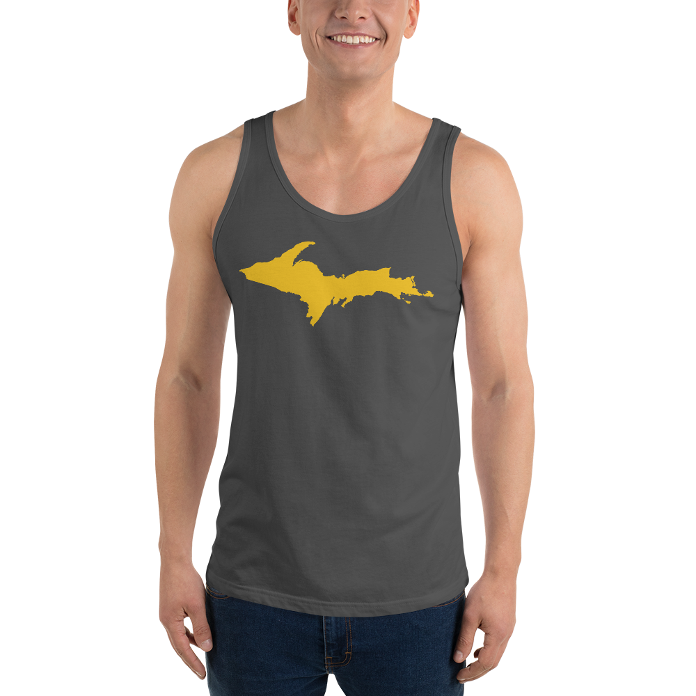 Michigan Upper Peninsula Tank Top (w/ Gold UP Outline) | Unisex Jersey