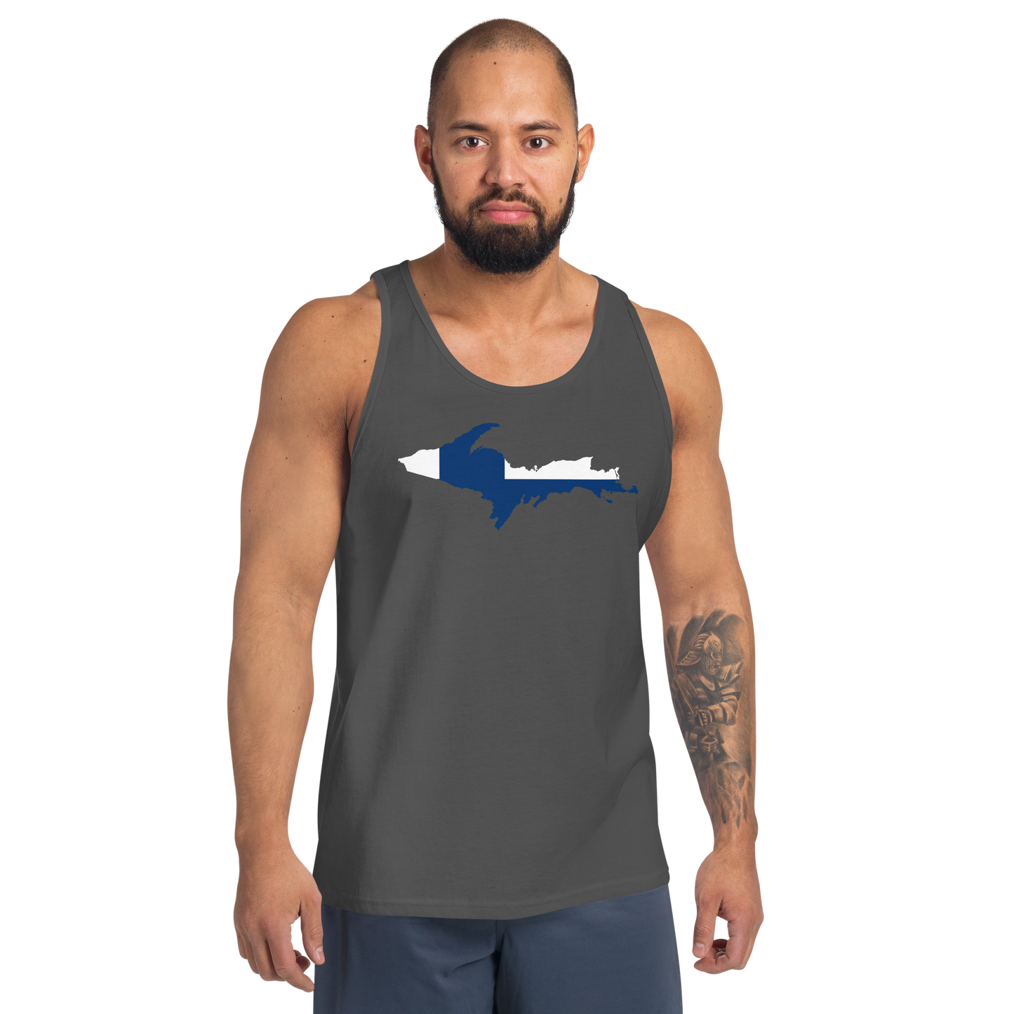 Michigan Upper Peninsula Tank Top (w/ UP Finland Flag Outline) | Unisex Jersey