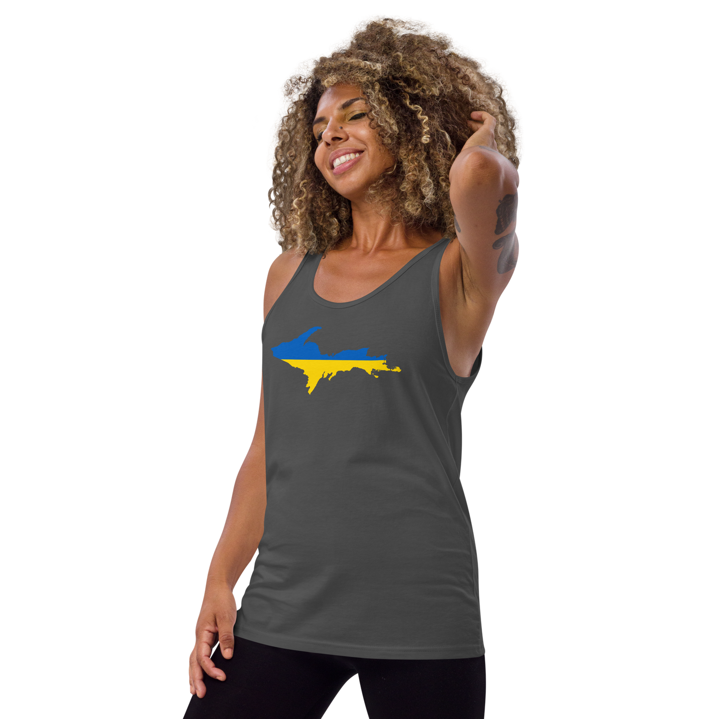 Michigan Upper Peninsula Tank Top (w/ UP Ukraine Flag Outline) | Unisex Jersey