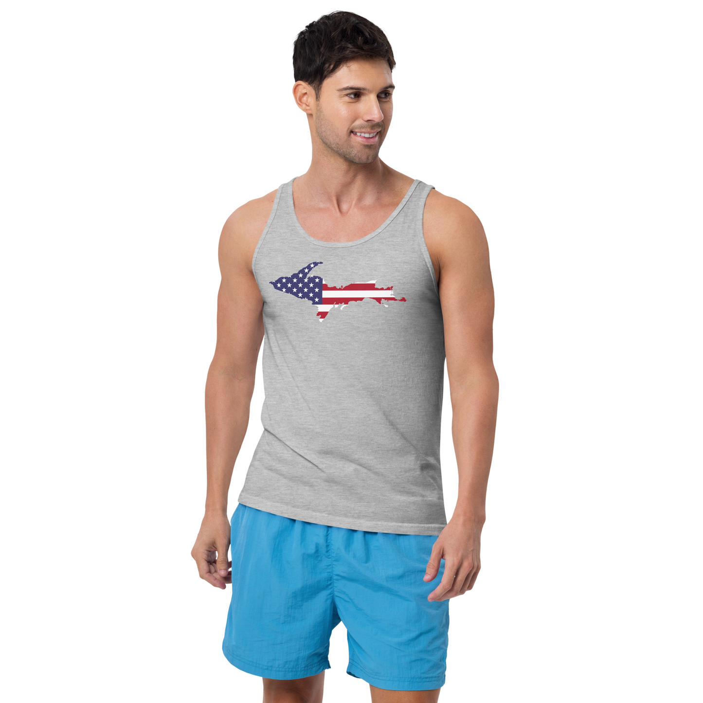 Michigan Upper Peninsula Tank Top (w/ UP USA Flag Outline) | Unisex Jersey