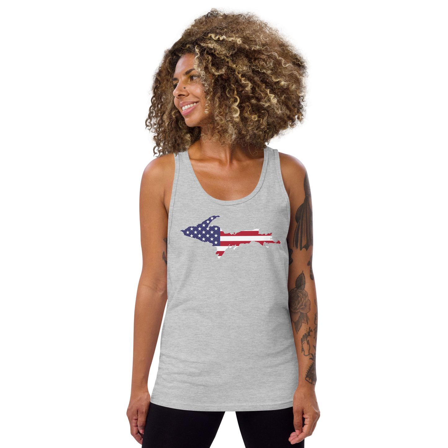 Michigan Upper Peninsula Tank Top (w/ UP USA Flag Outline) | Unisex Jersey