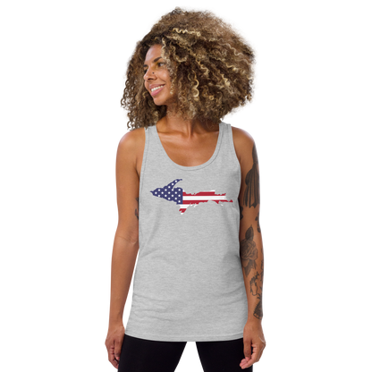 Michigan Upper Peninsula Tank Top (w/ UP USA Flag Outline) | Unisex Jersey