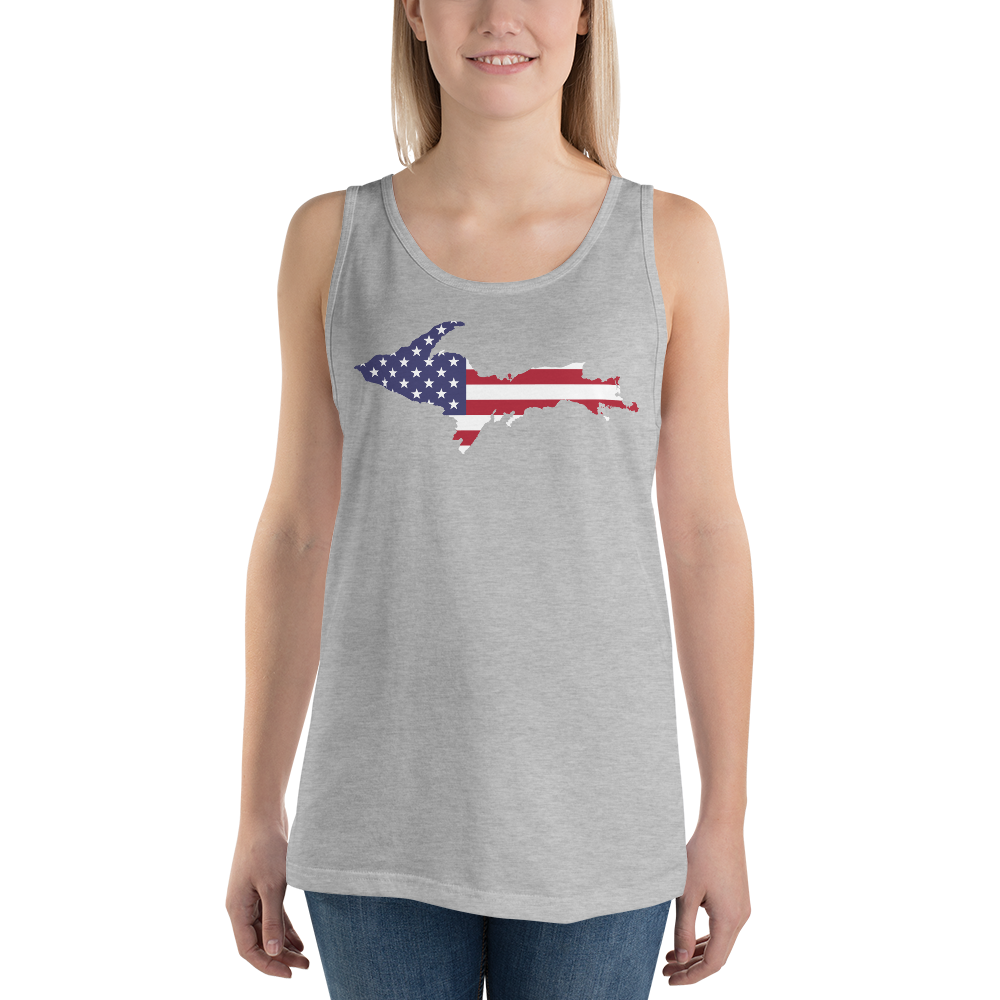 Michigan Upper Peninsula Tank Top (w/ UP USA Flag Outline) | Unisex Jersey