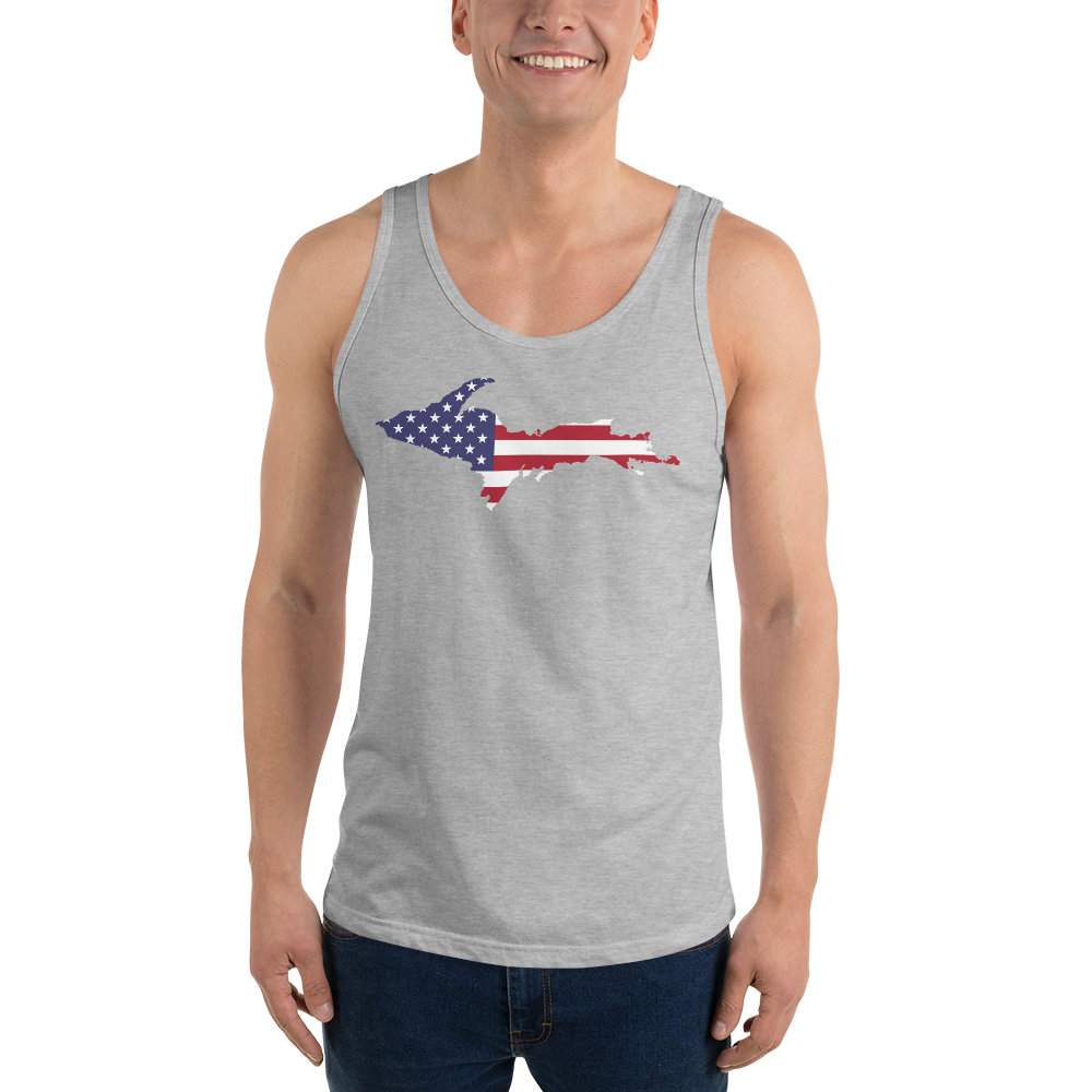 Michigan Upper Peninsula Tank Top (w/ UP USA Flag Outline) | Unisex Jersey