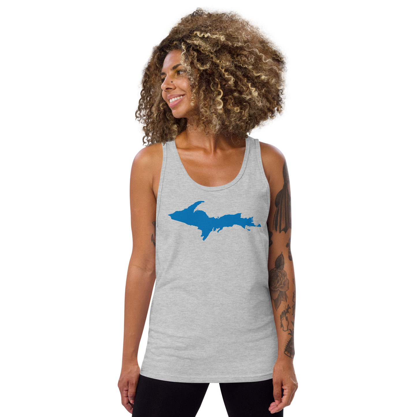 Michigan Upper Peninsula Tank Top (w/ Azure UP Outline) | Unisex Jersey