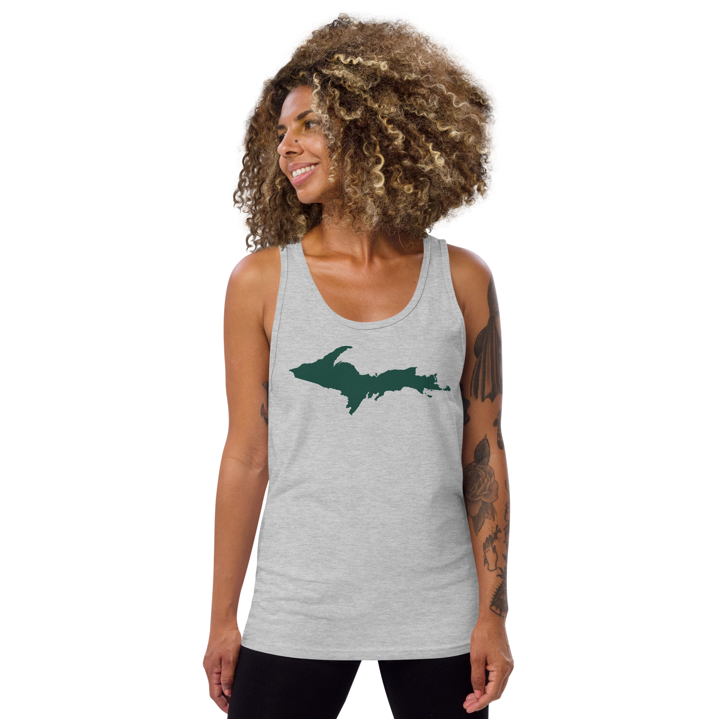 Michigan Upper Peninsula Tank Top (w/ Green UP Outline)