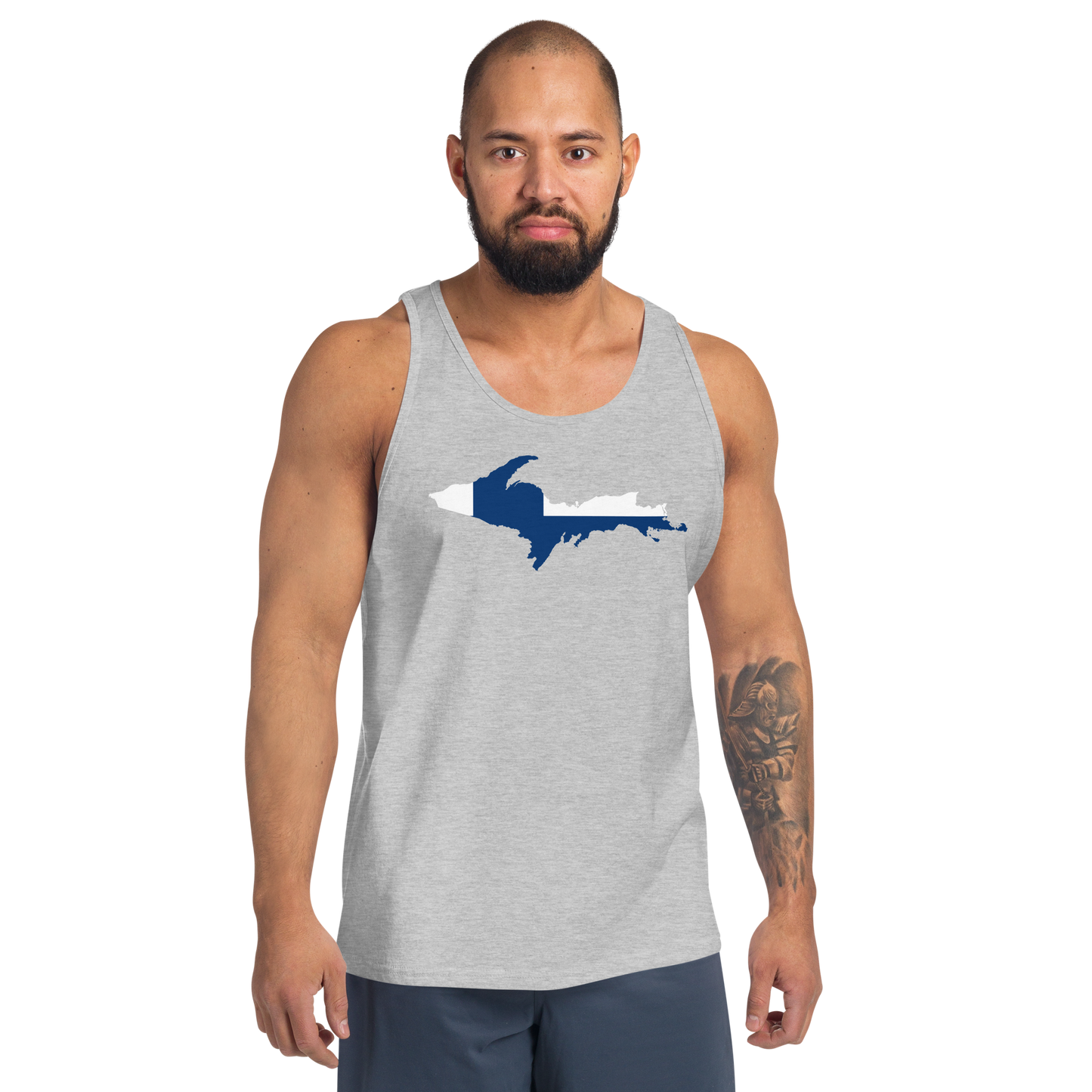 Michigan Upper Peninsula Tank Top (w/ UP Finland Flag Outline) | Unisex Jersey