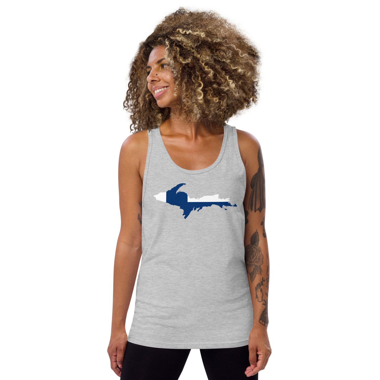 Michigan Upper Peninsula Tank Top (w/ UP Finland Flag Outline) | Unisex Jersey