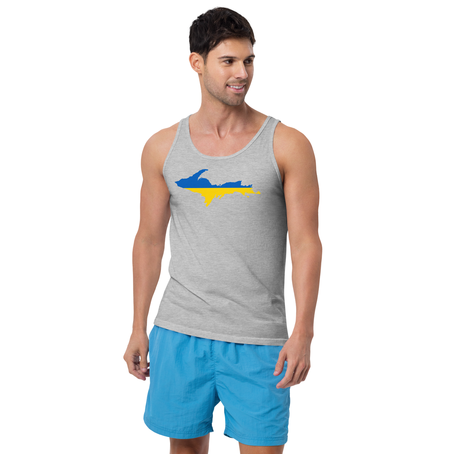 Michigan Upper Peninsula Tank Top (w/ UP Ukraine Flag Outline) | Unisex Jersey