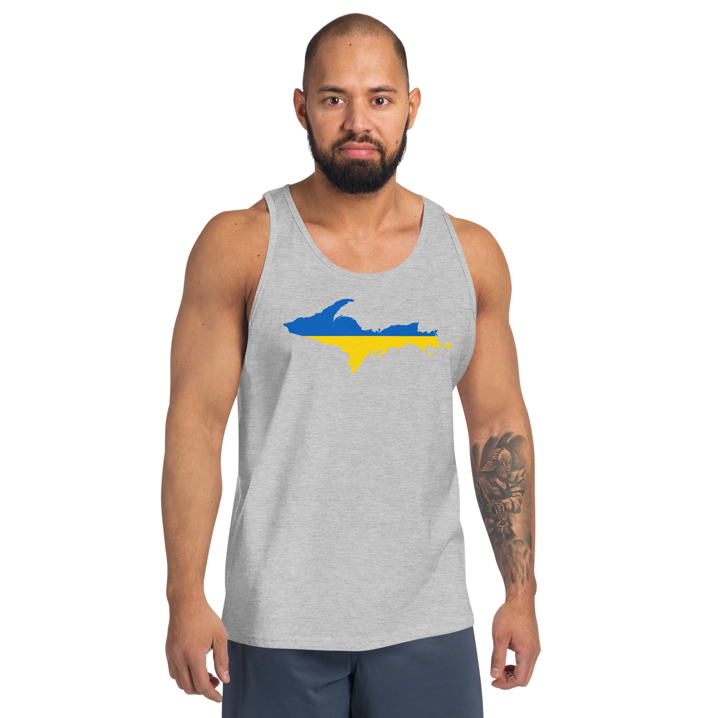 Michigan Upper Peninsula Tank Top (w/ UP Ukraine Flag Outline) | Unisex Jersey