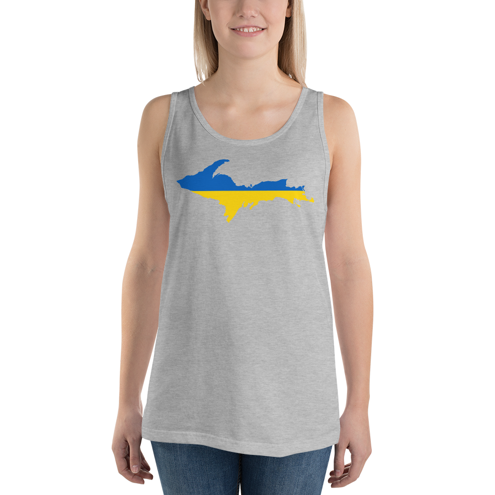 Michigan Upper Peninsula Tank Top (w/ UP Ukraine Flag Outline) | Unisex Jersey