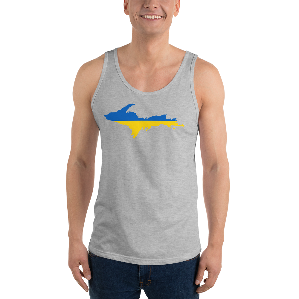 Michigan Upper Peninsula Tank Top (w/ UP Ukraine Flag Outline) | Unisex Jersey