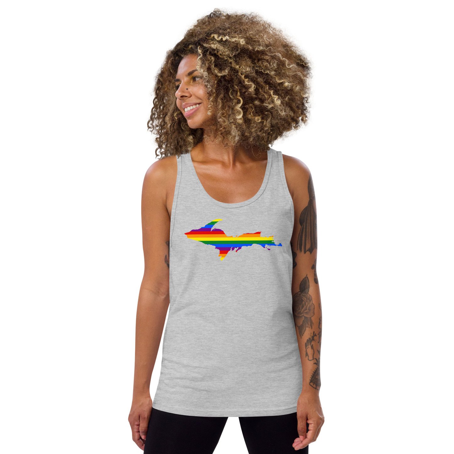 Michigan Upper Peninsula Tank Top (w/ UP Pride Flag Outline) | Unisex Jersey