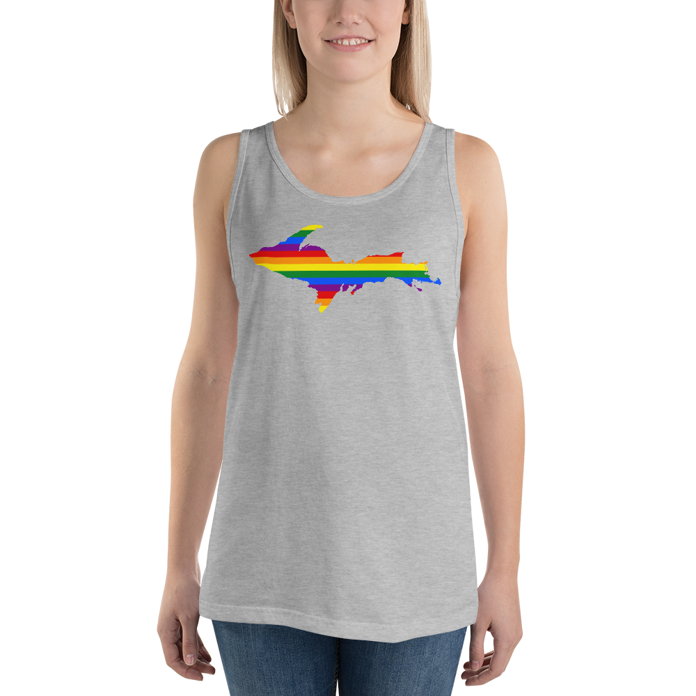 Michigan Upper Peninsula Tank Top (w/ UP Pride Flag Outline) | Unisex Jersey