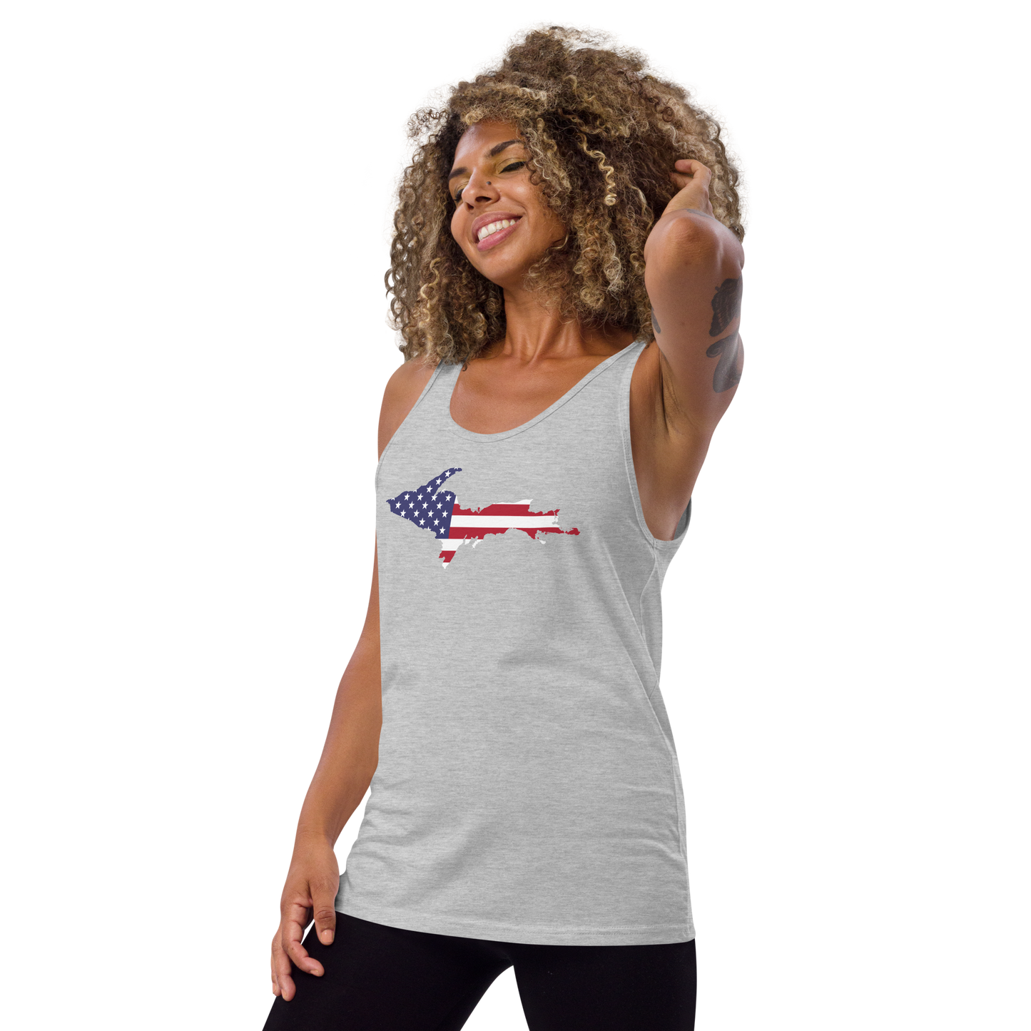 Michigan Upper Peninsula Tank Top (w/ UP USA Flag Outline) | Unisex Jersey