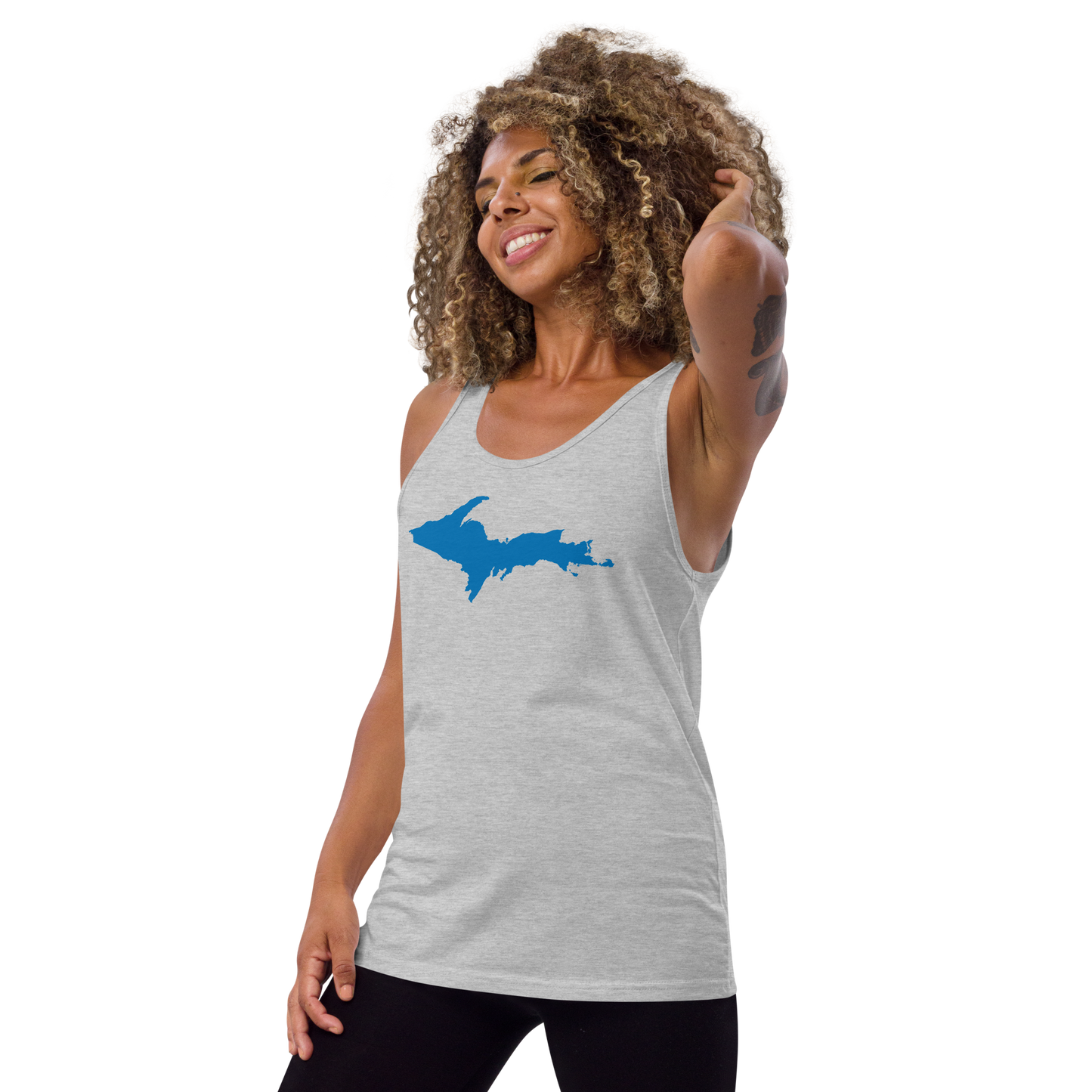 Michigan Upper Peninsula Tank Top (w/ Azure UP Outline) | Unisex Jersey