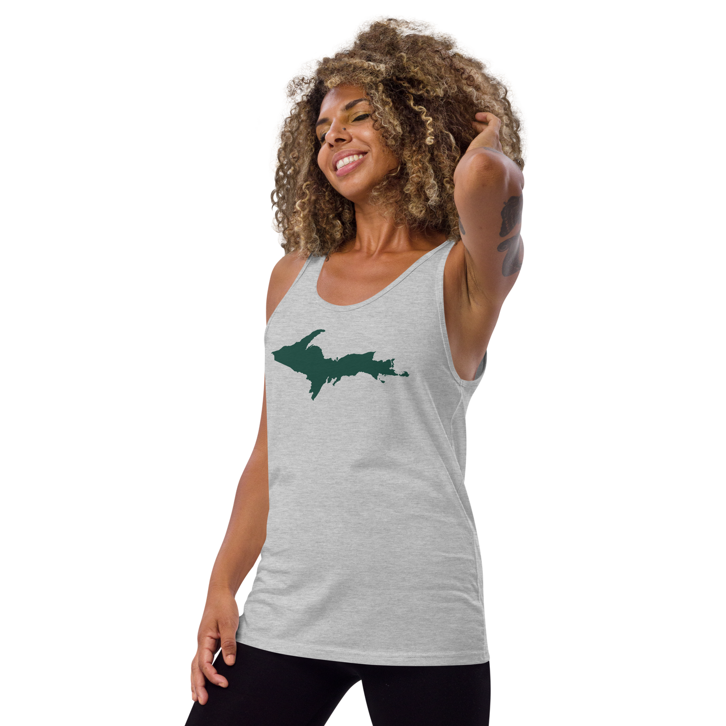 Michigan Upper Peninsula Tank Top (w/ Green UP Outline)