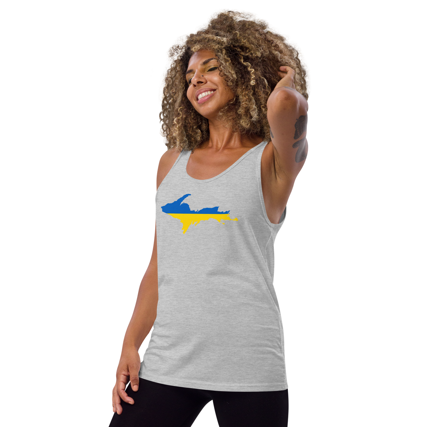 Michigan Upper Peninsula Tank Top (w/ UP Ukraine Flag Outline) | Unisex Jersey