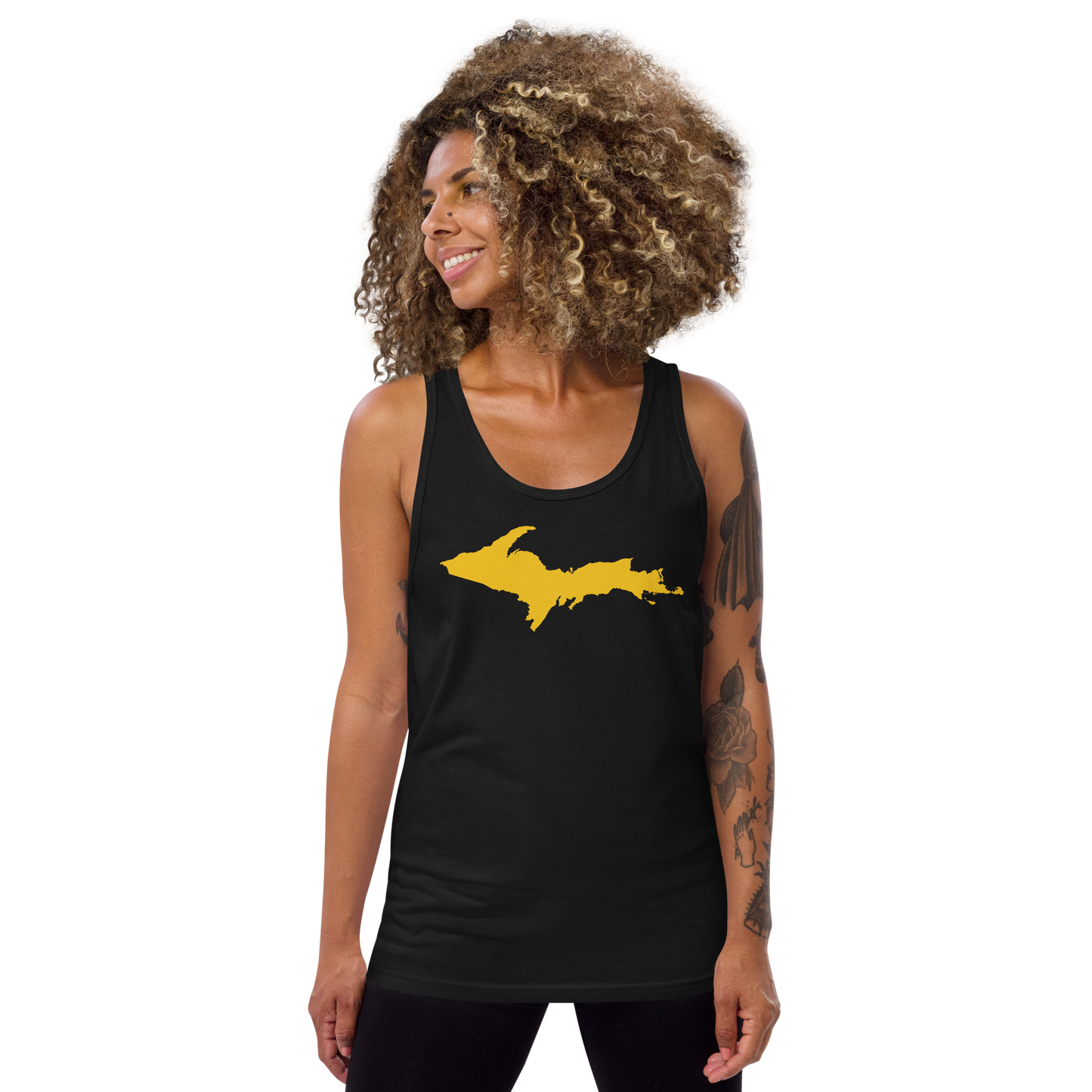 Michigan Upper Peninsula Tank Top (w/ Gold UP Outline) | Unisex Jersey