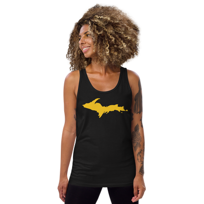 Michigan Upper Peninsula Tank Top (w/ Gold UP Outline) | Unisex Jersey