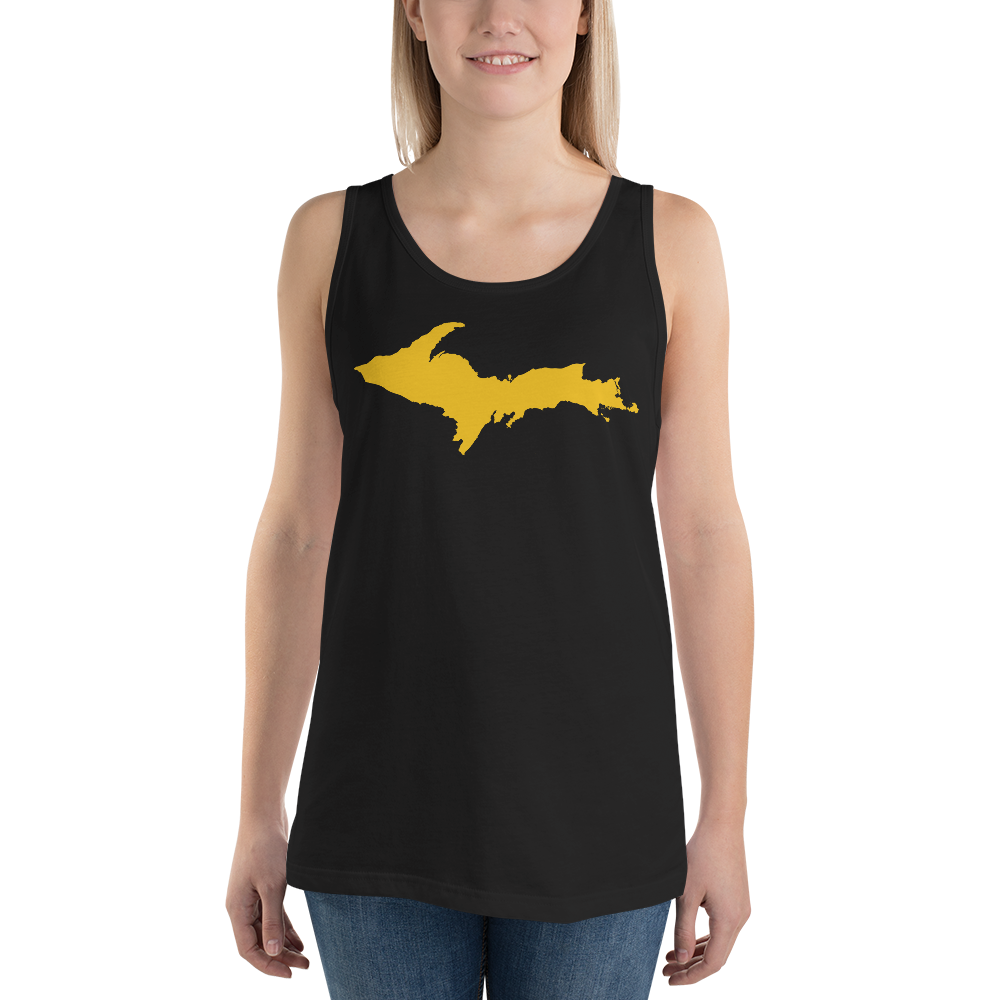 Michigan Upper Peninsula Tank Top (w/ Gold UP Outline) | Unisex Jersey