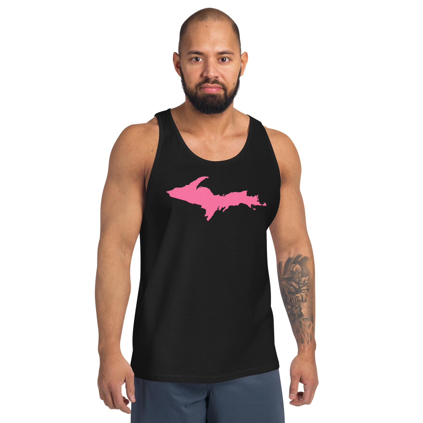 Michigan Upper Peninsula Tank Top (w/ Pink UP Outline) | Unisex Jersey