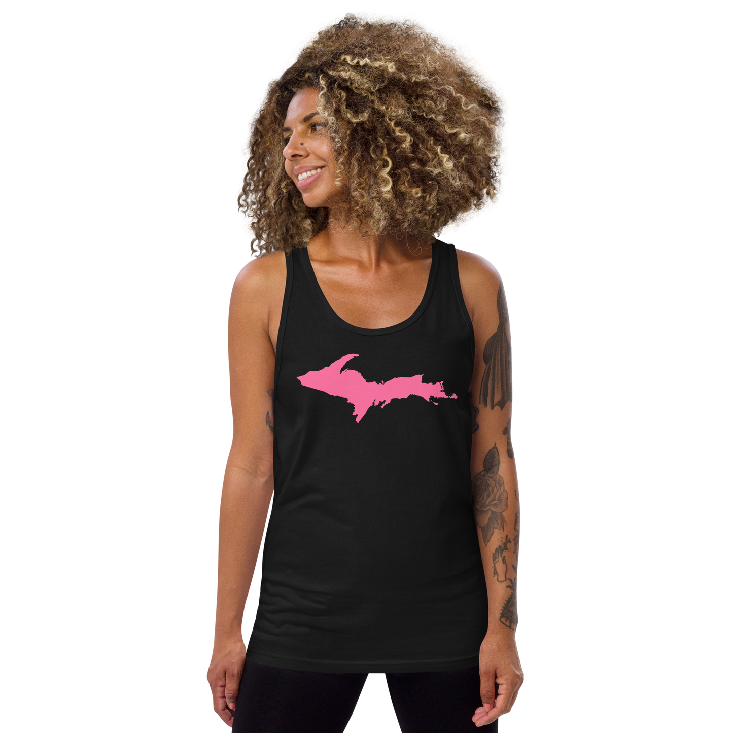 Michigan Upper Peninsula Tank Top (w/ Pink UP Outline) | Unisex Jersey