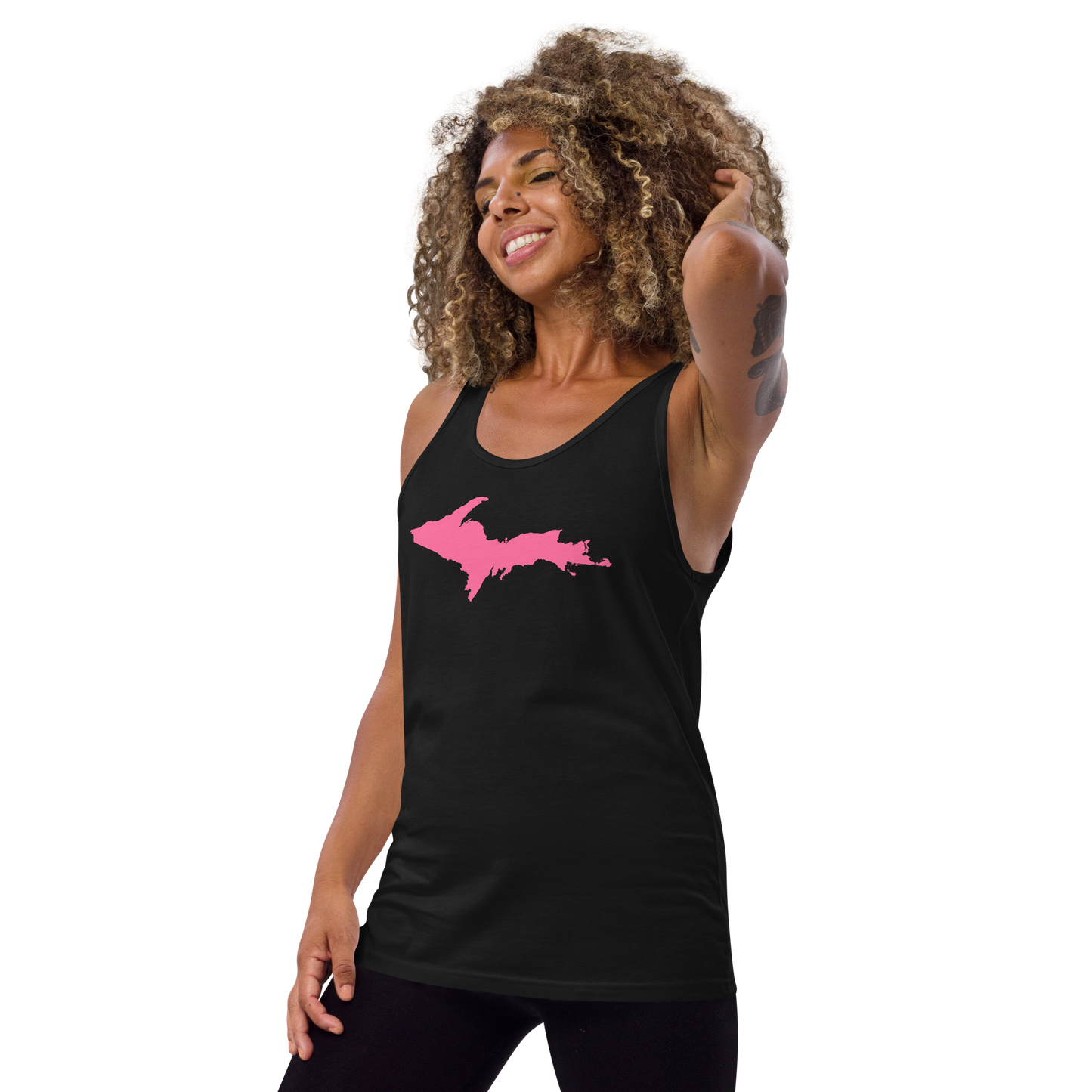 Michigan Upper Peninsula Tank Top (w/ Pink UP Outline) | Unisex Jersey