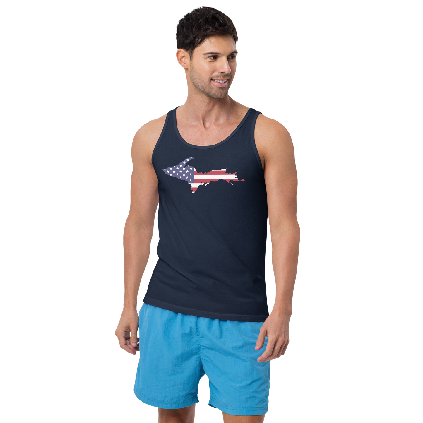 Michigan Upper Peninsula Tank Top (w/ UP USA Flag Outline) | Unisex Jersey