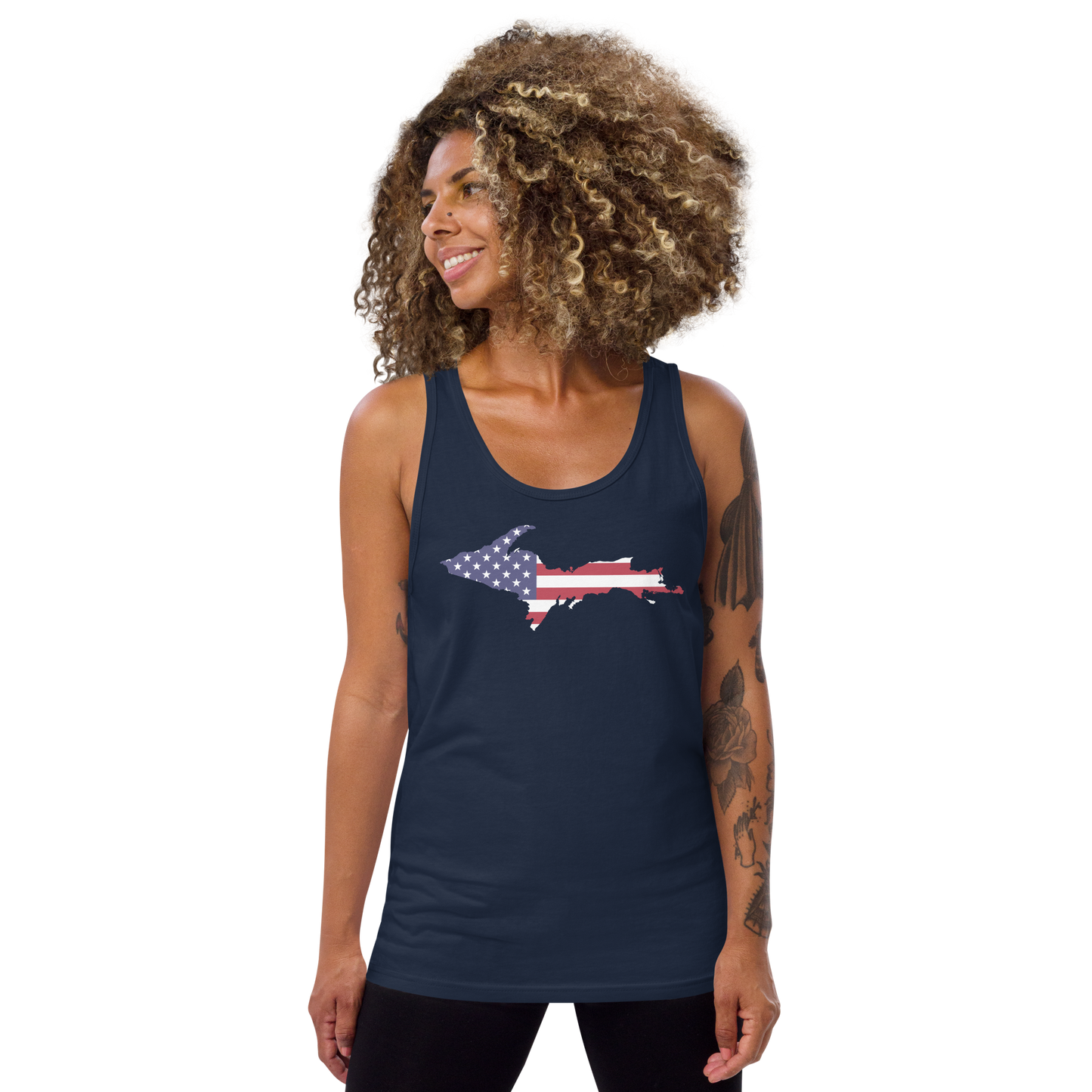 Michigan Upper Peninsula Tank Top (w/ UP USA Flag Outline) | Unisex Jersey