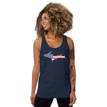 Michigan Upper Peninsula Tank Top (w/ UP USA Flag Outline) | Unisex Jersey