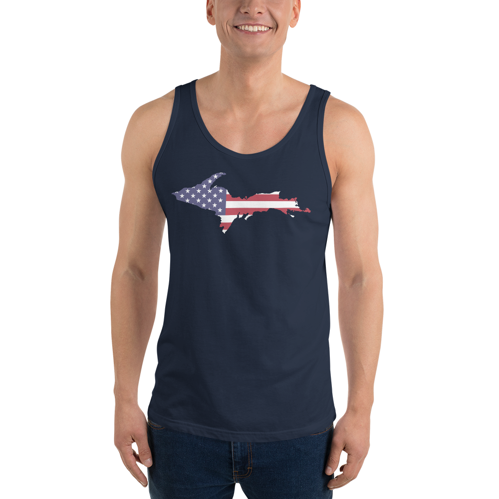 Michigan Upper Peninsula Tank Top (w/ UP USA Flag Outline) | Unisex Jersey