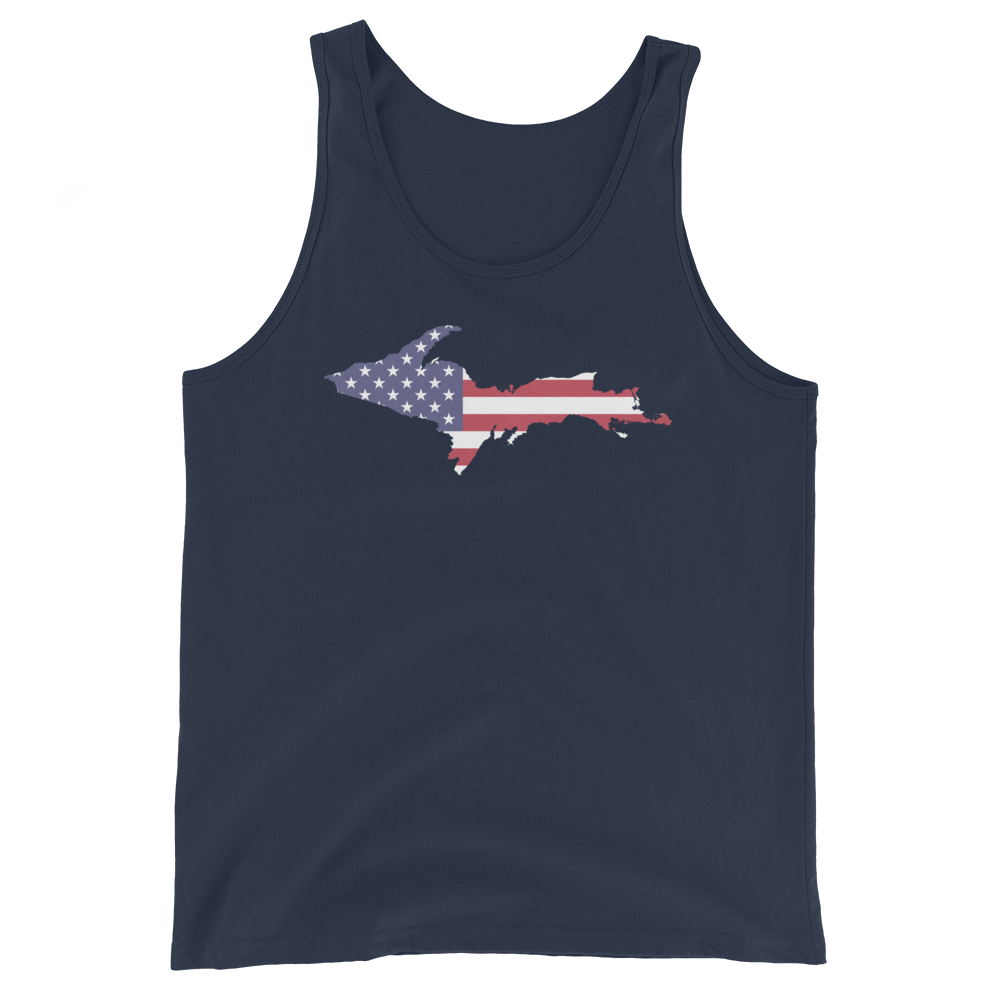 Michigan Upper Peninsula Tank Top (w/ UP USA Flag Outline) | Unisex Jersey