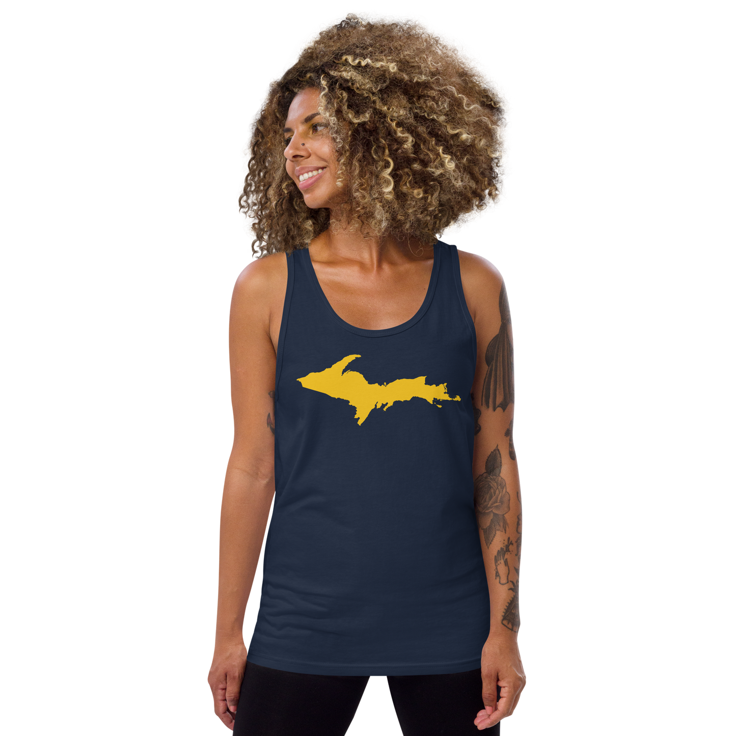 Michigan Upper Peninsula Tank Top (w/ Gold UP Outline) | Unisex Jersey