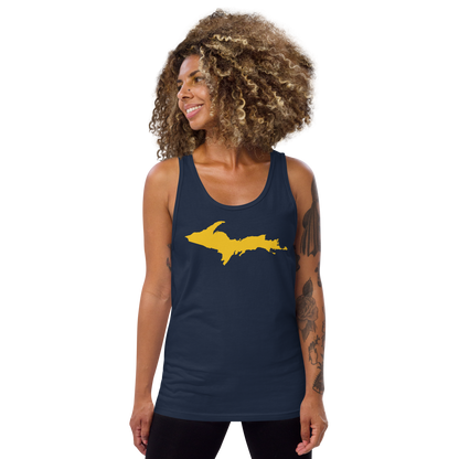 Michigan Upper Peninsula Tank Top (w/ Gold UP Outline) | Unisex Jersey