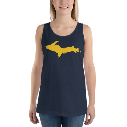 Michigan Upper Peninsula Tank Top (w/ Gold UP Outline) | Unisex Jersey